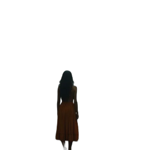 dress, hair, creature, staff transparent PNG cut-out