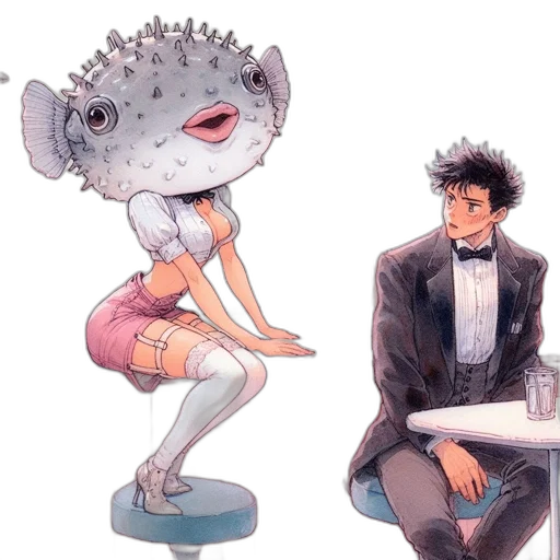 creature, concept art, watercolor, anime transparent PNG cut-out