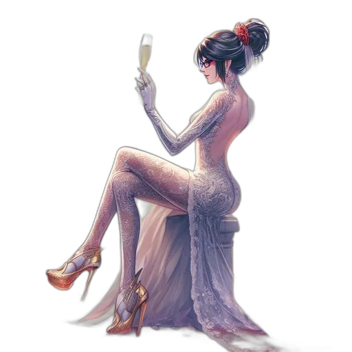 dress, staff, shoes, crown transparent PNG cut-out