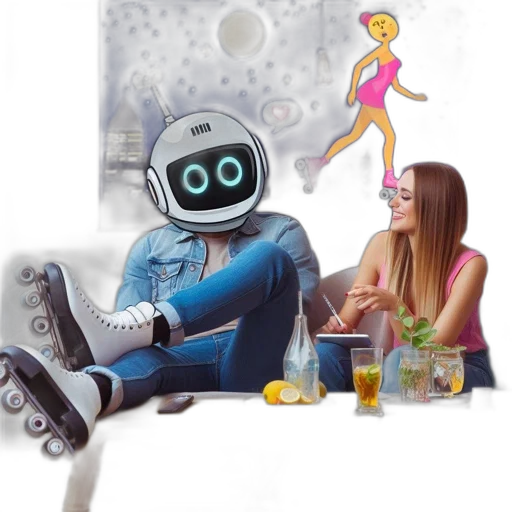 robot, concept art, 3d render, vaporwave transparent PNG cut-out