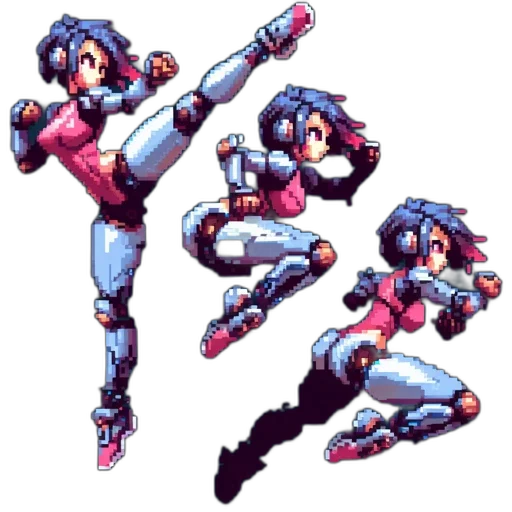 robot, weapon, pixel art, concept art transparent PNG cut-out