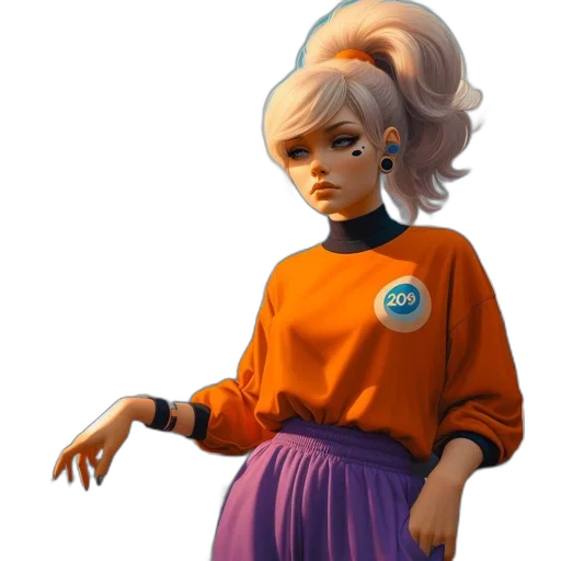 staff, jacket, dress, hair transparent PNG cut-out