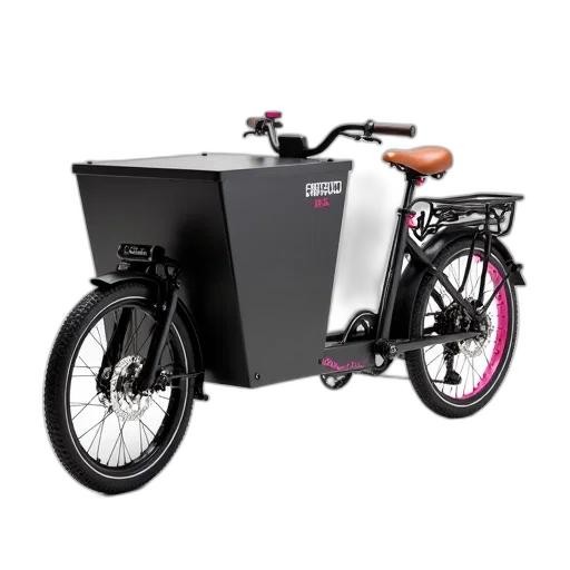 black, cargo, bike, large transparent PNG cut-out