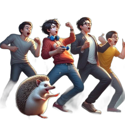 concept art, 3d render, cartoon, four transparent PNG cut-out