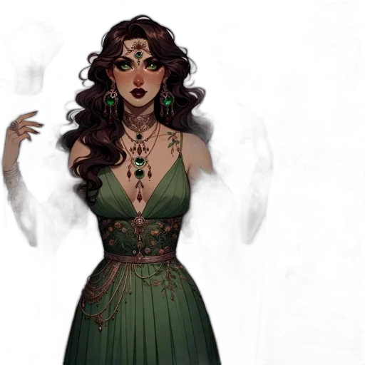 dress, jewelry, fantasy art, concept art transparent PNG cut-out