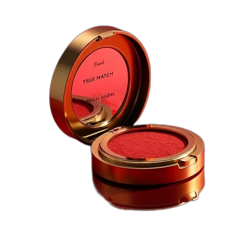 red, compact, powder, gold transparent PNG cut-out