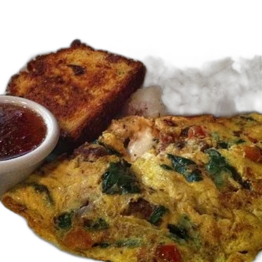 food, photorealistic, plate, omelette transparent PNG cut-out