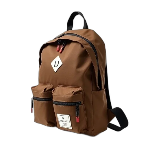 brown, canvas, backpack, black transparent PNG cut-out