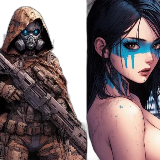 comic book art, concept art, cyberpunk, fantasy art transparent PNG cut-out