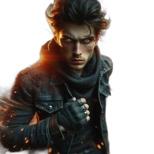 jacket, face, concept art, cyberpunk transparent PNG cut-out