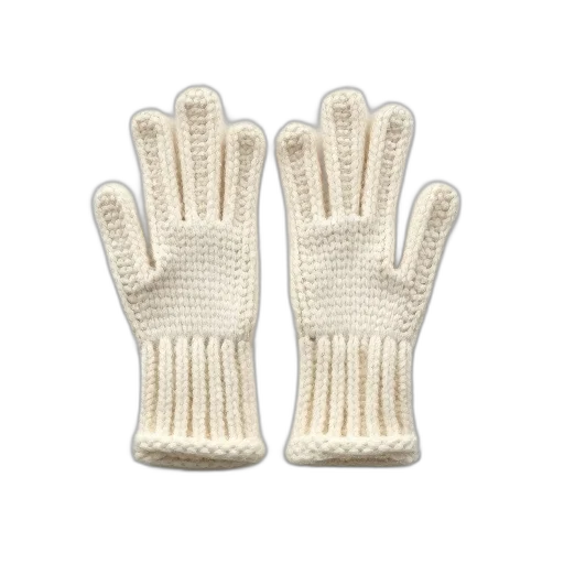 two, white, knitted, gloves transparent PNG cut-out