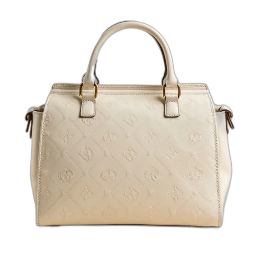 cream, bag, initials, printed transparent PNG cut-out