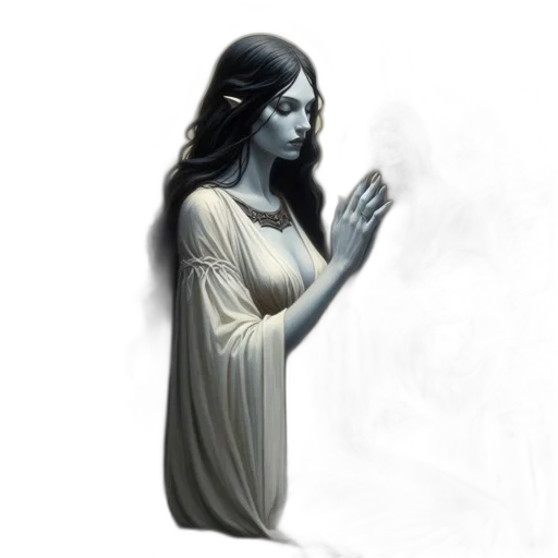 dress, jewelry, staff, face transparent PNG cut-out
