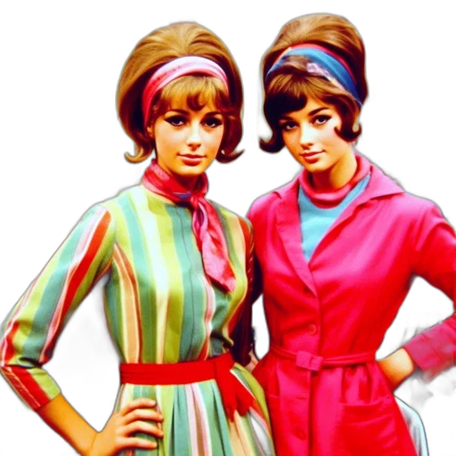 dress, hat, two, women transparent PNG cut-out