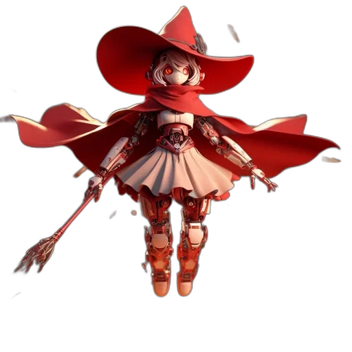 dress, staff, robot, hat transparent PNG cut-out