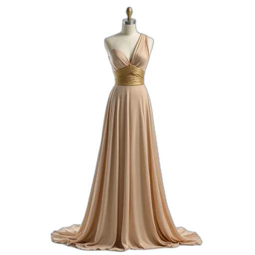 dress, earth tones, golden, mannequin transparent PNG cut-out