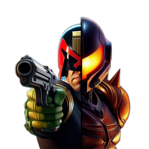 weapon, robot, mask, comic book art transparent PNG cut-out