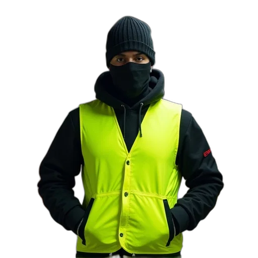 jacket, staff, neon, man transparent PNG cut-out