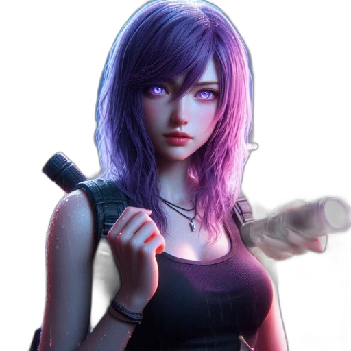 weapon, staff, face, cyberpunk transparent PNG cut-out