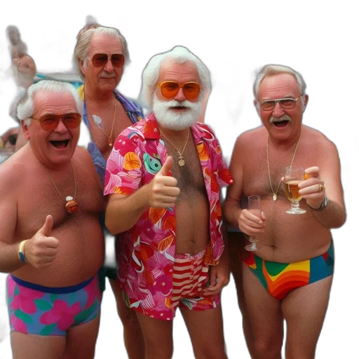 elderly, men, enjoy, leisurely transparent PNG cut-out