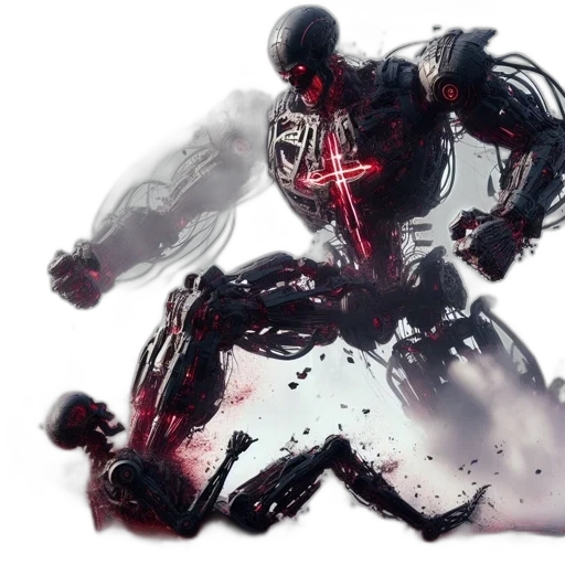 robot, concept art, comic book art, 3d render transparent PNG cut-out