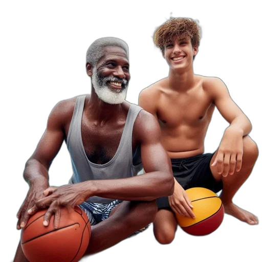 photorealistic, two, men, sit transparent PNG cut-out