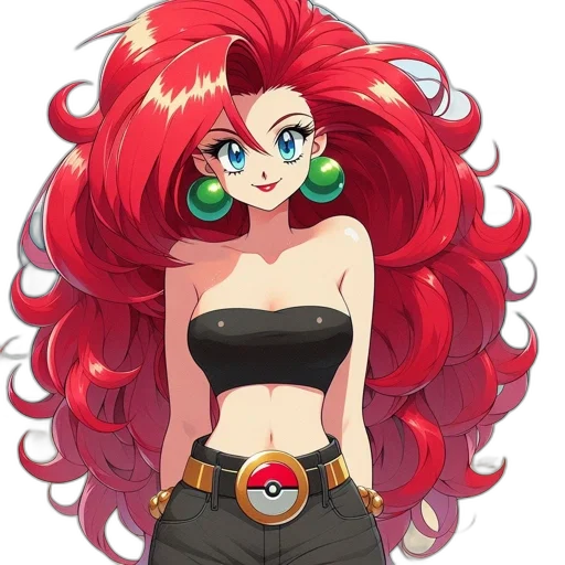 dress, hair, jewelry, staff transparent PNG cut-out