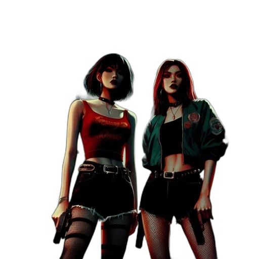 jacket, weapon, cyberpunk, comic book art transparent PNG cut-out