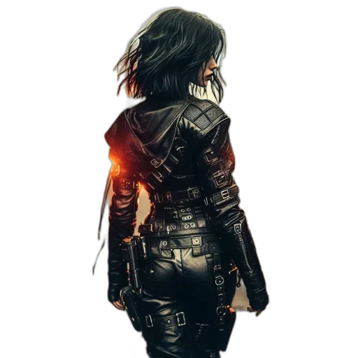jacket, weapon, concept art, cyberpunk transparent PNG cut-out
