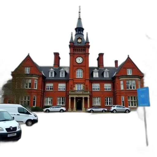 building, staff, car, 3d render transparent PNG cut-out
