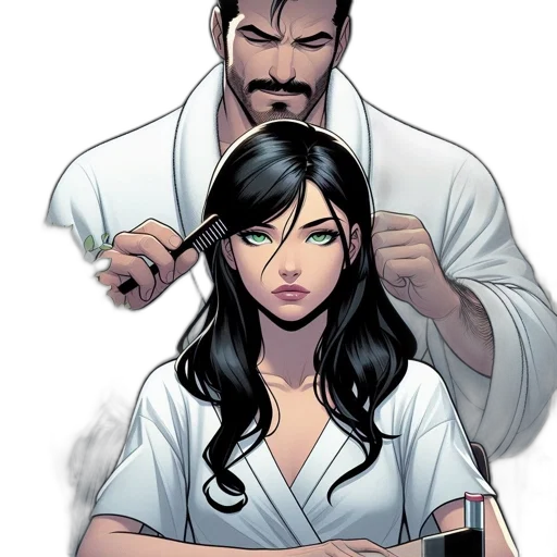 hair, comic book art, concept art, intimate transparent PNG cut-out