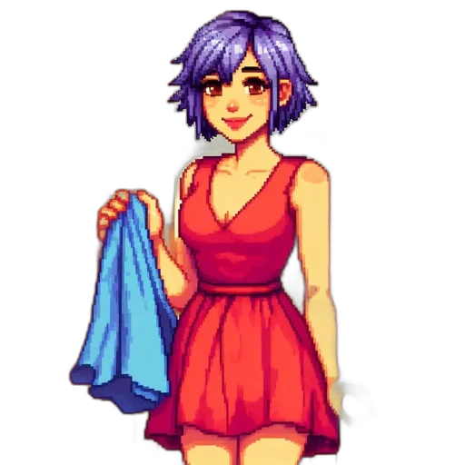 dress, pixel art, anime, watercolor transparent PNG cut-out