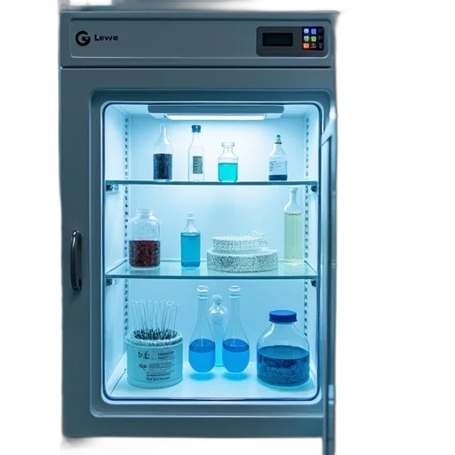 blue, laboratory, refrigerator, glass transparent PNG cut-out
