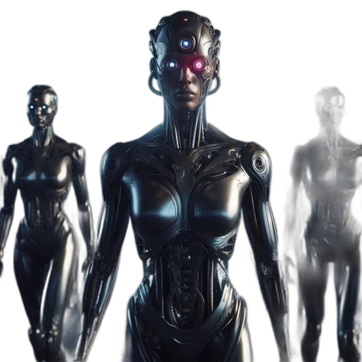 robot, concept art, cyberpunk, comic book art transparent PNG cut-out