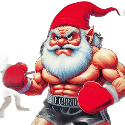 muscular, gnome-like, figure, wears transparent PNG cut-out