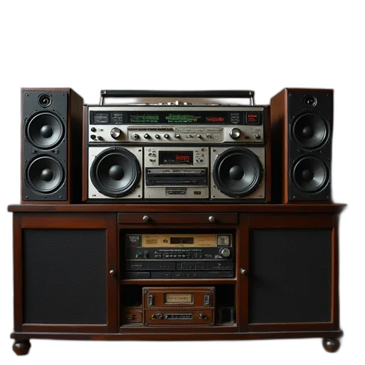 old, radio, boombox, speakers transparent PNG cut-out