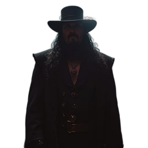 jacket, hat, staff, undertaker transparent PNG cut-out