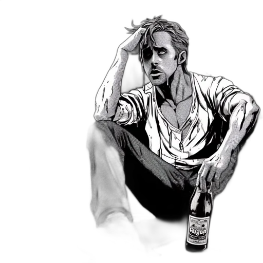 bottle, jacket, concept art, comic book art transparent PNG cut-out