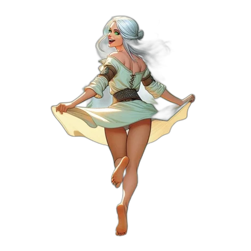 dress, staff, concept art, fantasy art transparent PNG cut-out