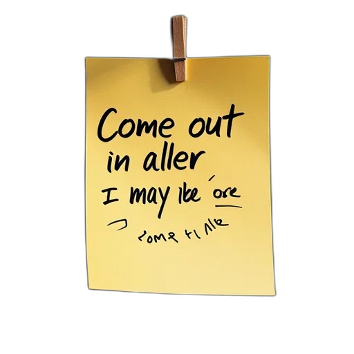 3d render, sticky, note, saying transparent PNG cut-out
