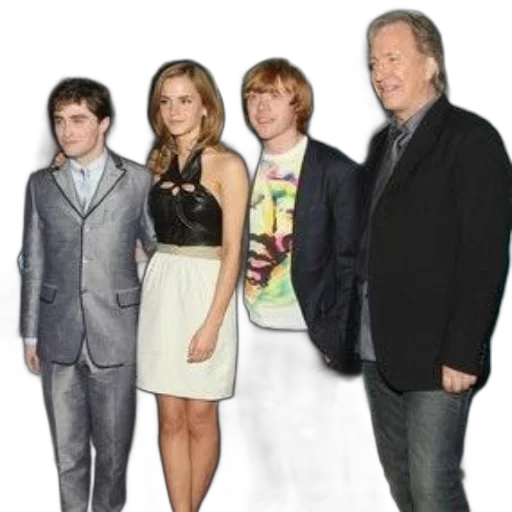 staff, four, individuals, pose transparent PNG cut-out