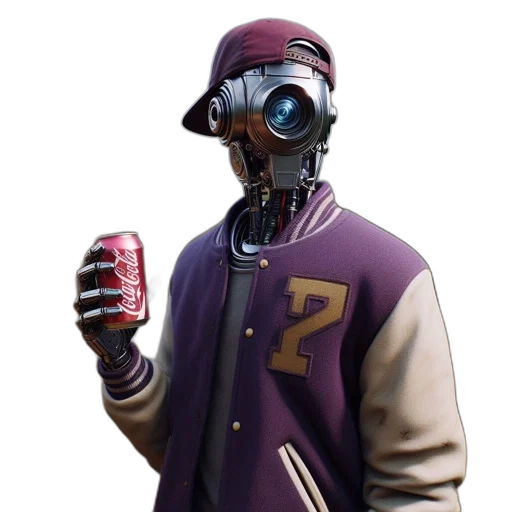 jacket, robot, mask, weapon transparent PNG cut-out
