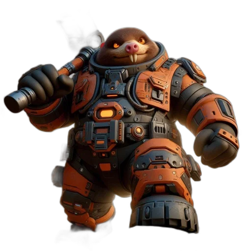 robot, weapon, concept art, 3d render transparent PNG cut-out