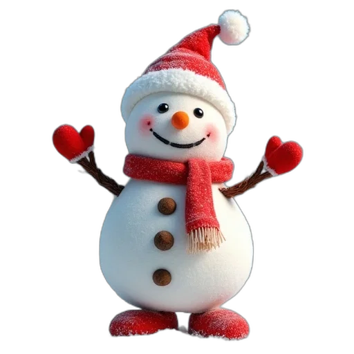3d render, christmas, snowman, mascot transparent PNG cut-out