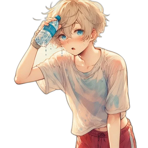 bottle, watercolor, anime, pixel art transparent PNG cut-out