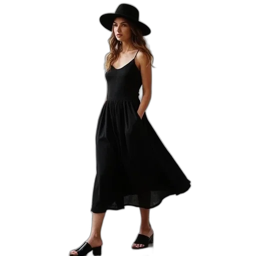 dress, hat, dark, monochrome transparent PNG cut-out
