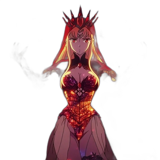 dress, crown, dragon, staff transparent PNG cut-out