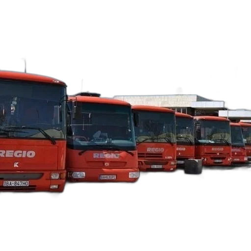 row, red, buses, word transparent PNG cut-out