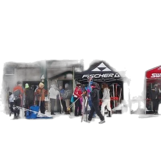 group, skiers, gather, outside transparent PNG cut-out