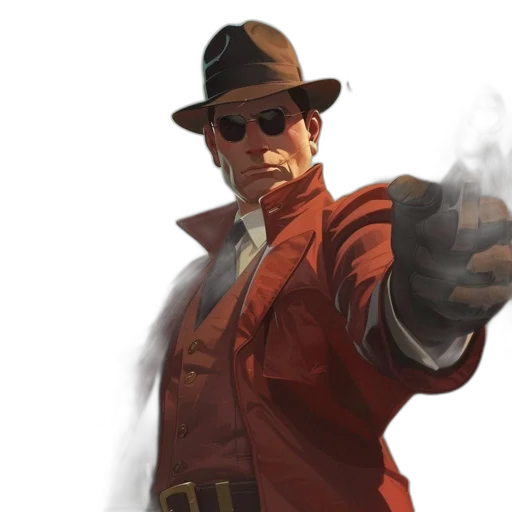 jacket, staff, hat, weapon transparent PNG cut-out